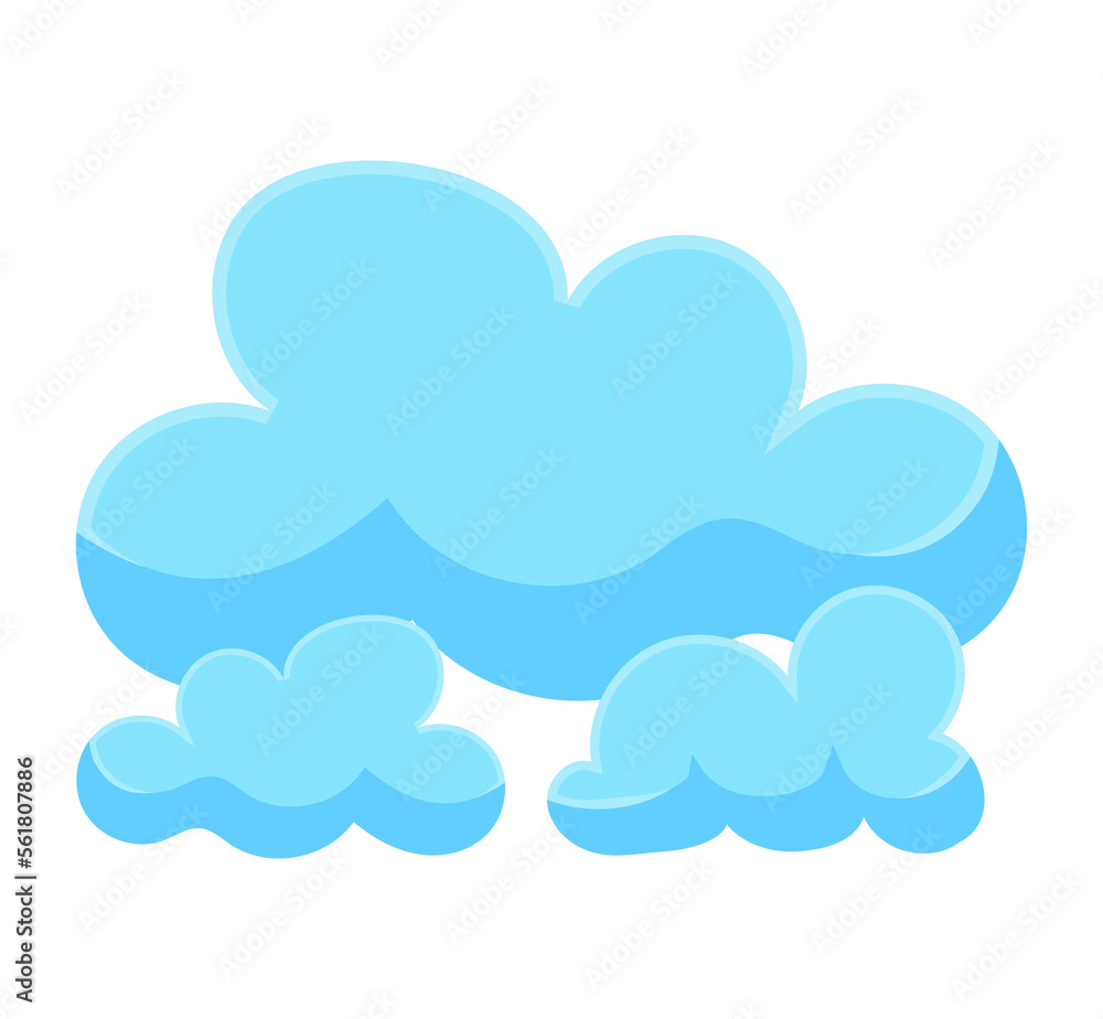 Blue cumulus or fluffy clouds, overcast sign. Weather forecast element. Illustration in cartoon design Blue cumulus or fluffy clouds, overcast sign. Weather forecast element. Illustration in cartoon design