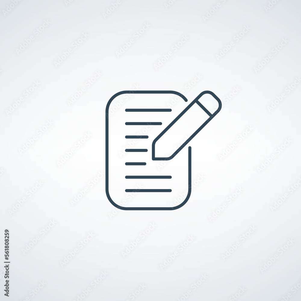 Edit file icon, sign up icon. Write on paper or notepad. Edit document or information icon. Stock vector illustration isolated on white background. Edit file icon, sign up icon. Write on paper or notepad. Edit document or information icon. Stock vector illustration isolated on white background.