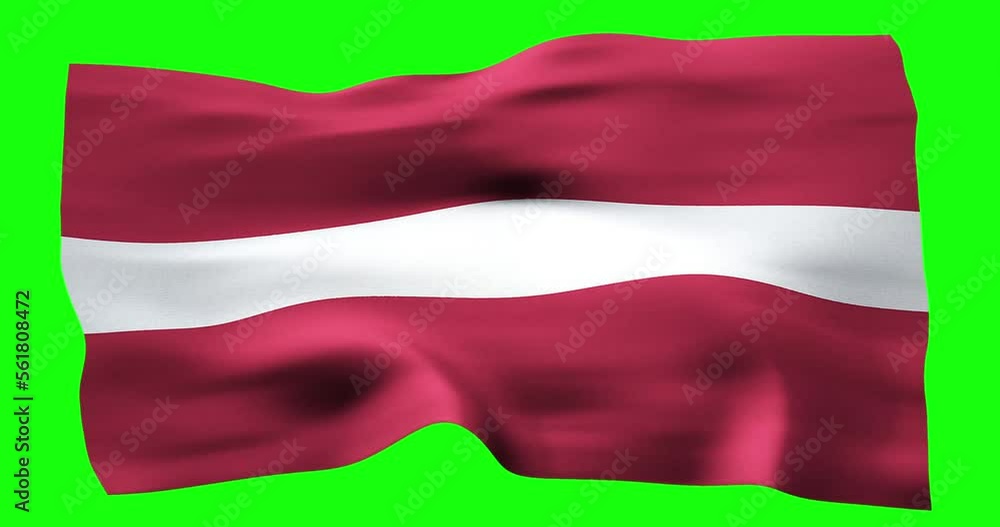 Flag of Latvia realistic waving on green screen. Seamless loop animation with high quality Flag of Latvia realistic waving on green screen. Seamless loop animation with high quality