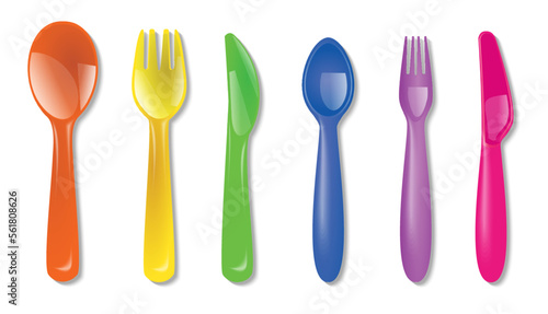 realistic plastic cutlery kids food.
