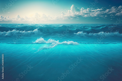 a sea background that is blue. Generative AI