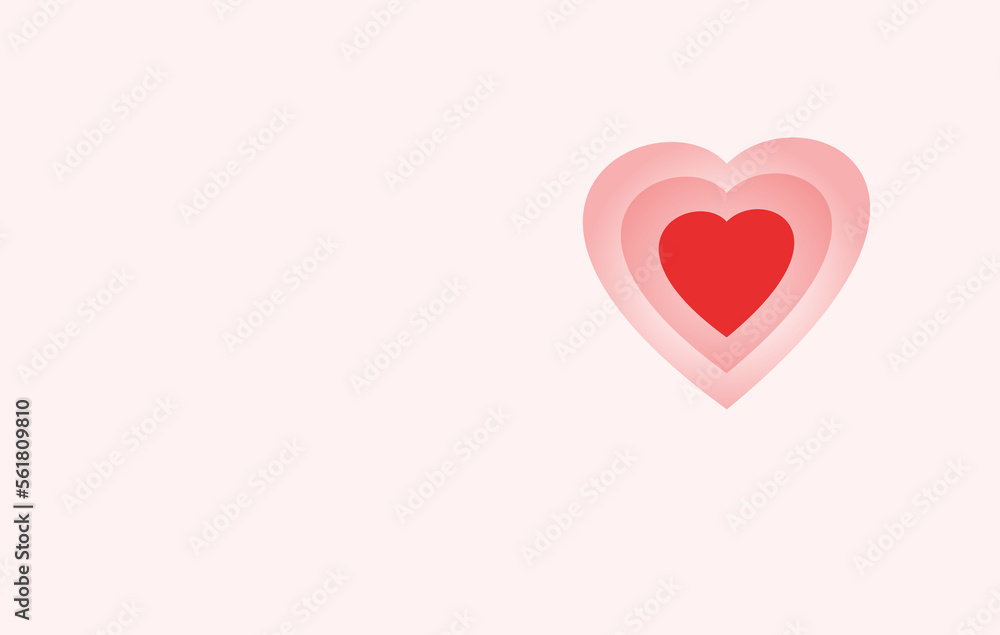 Heart-shaped concentric stripes vector background. Girlish romantic surface design.