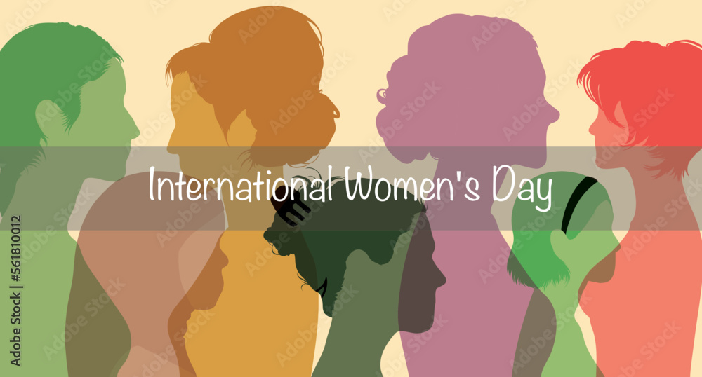 Multicultural group of women. Women's Day is an international day celebrated on March 8th. Standing side by side women of different ethnicities from different parts of the world. 
