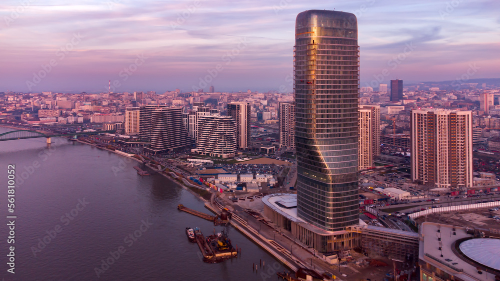 Obraz premium View at Belgrade Waterfront buildings and Sava river.