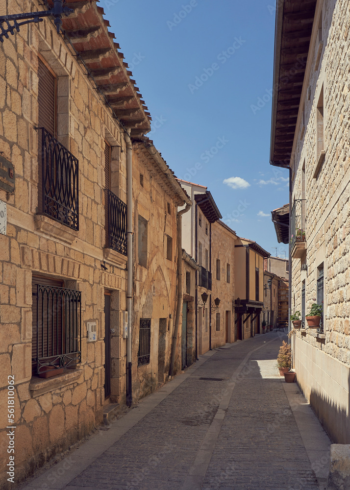 Street in Santo Domingo de Silos village . In the province of Burgos. Spain