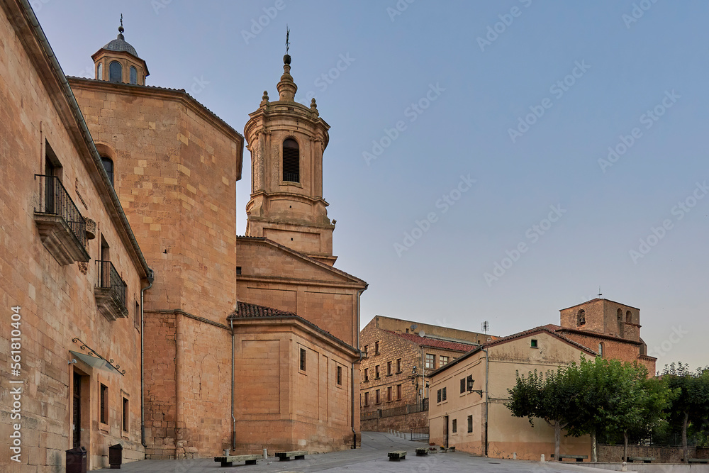 Santo Domingo de Silos Town. On the left the monastery. In the province of Burgos. Spain