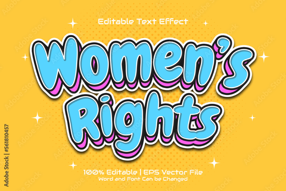 Women's Rights Text Effect Editable Cartoon Style Women's Rights Text Effect Editable Cartoon Style