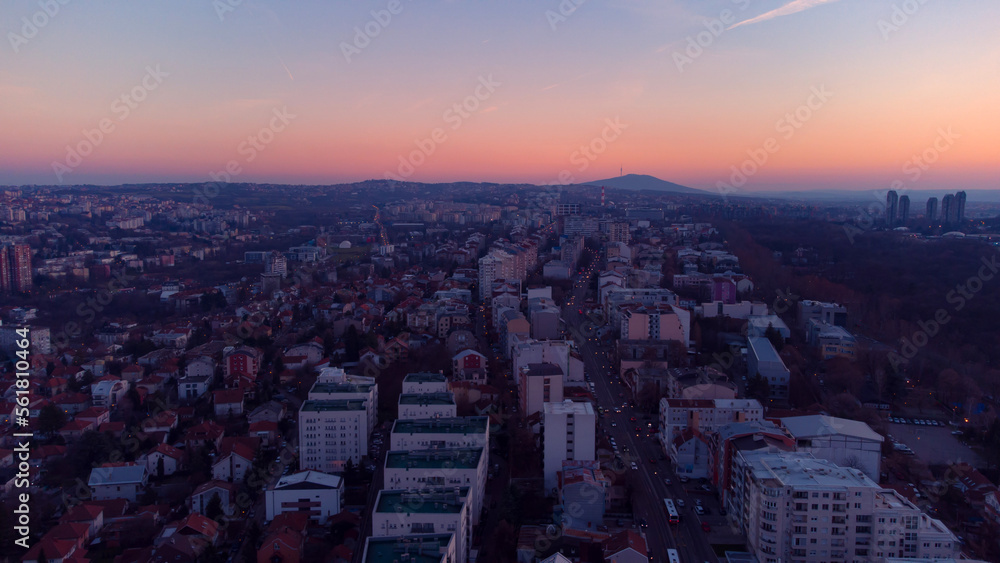 Urban aerial photograph of Vozdovac municipality in Belgrade, capital of Serbia.