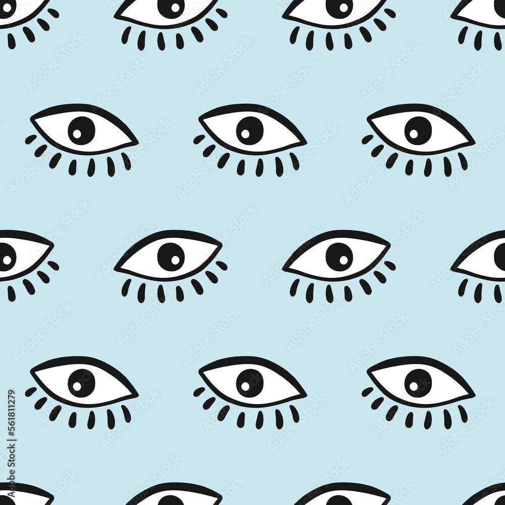 Eye seamless pattern. Vector hand drawn wink, open eyes Eye seamless pattern. Vector hand drawn wink, open eyes