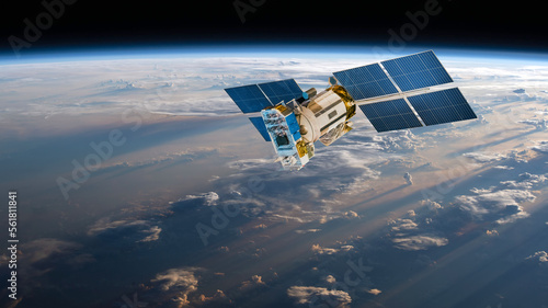 Space satellite over the planet earth