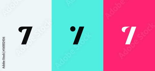 Set of number 7 minimal logo icon design template elements