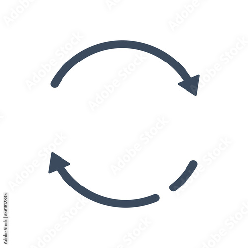 Circle of black arrows. Direction navigation and web design of curved pointers with multimedia vector reload