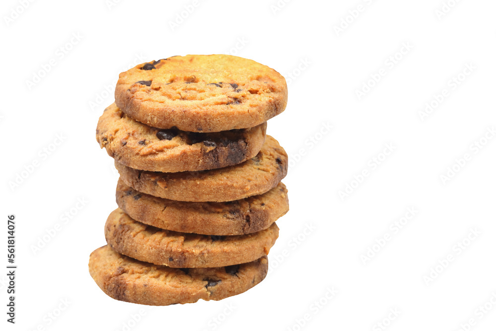 Stacked short pastry cookies isolated on transparent background png file