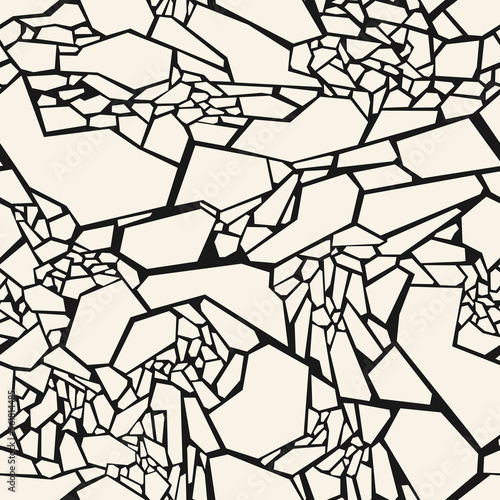 Geometric flat stones seamless pattern. Abstract modern endless split tiles camo texture for fabric and fashion print. Vector background.