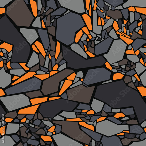 Geometric camouflage stones seamless pattern. Abstract modern endless military split tiles texture for fabric and fashion print. Vector background.