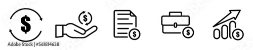 Conjunto de iconos de contabilidad. Finanzas, auditoría, declaración de impuestos, estadísticas de ventas y ganancias. Ilustración vectorial photo