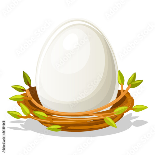 Isoled Egg in birds nest of twigs photo