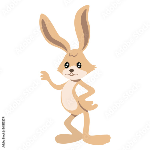 Cartoon hare. Funny rabbit as symbol of new year and easter with a cute smile for an adorable vector design