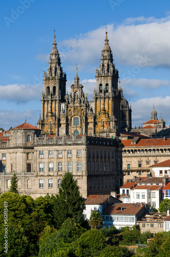 Santiago de Compostela cathedral dominating the skyline of the city.