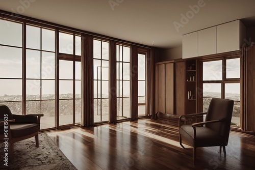Beautifully Decorated Room with A window and furniture  Background Image. Genarative AI