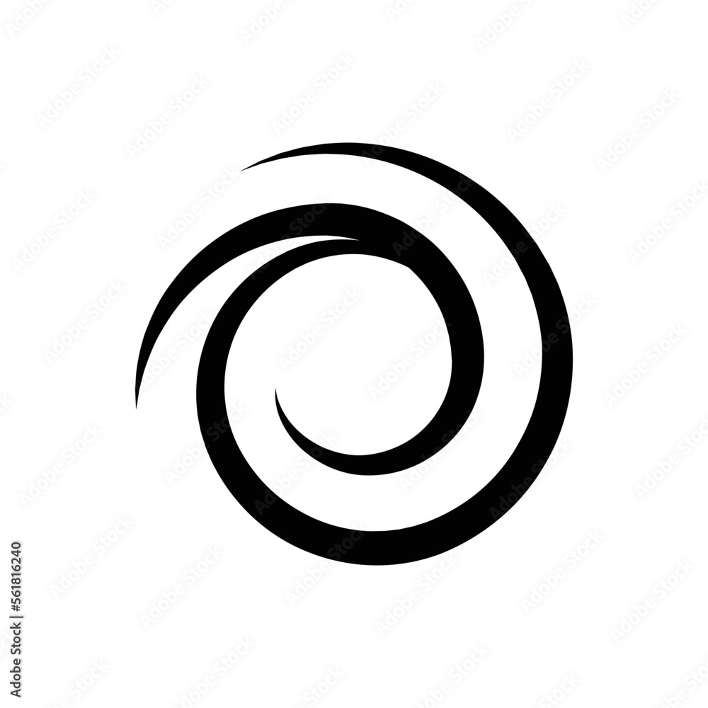 Two lines simple spiral vortex black and white
