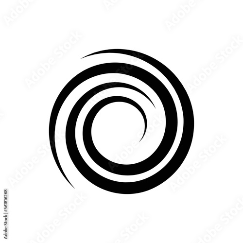 Simple swirl vortex black and white icon 