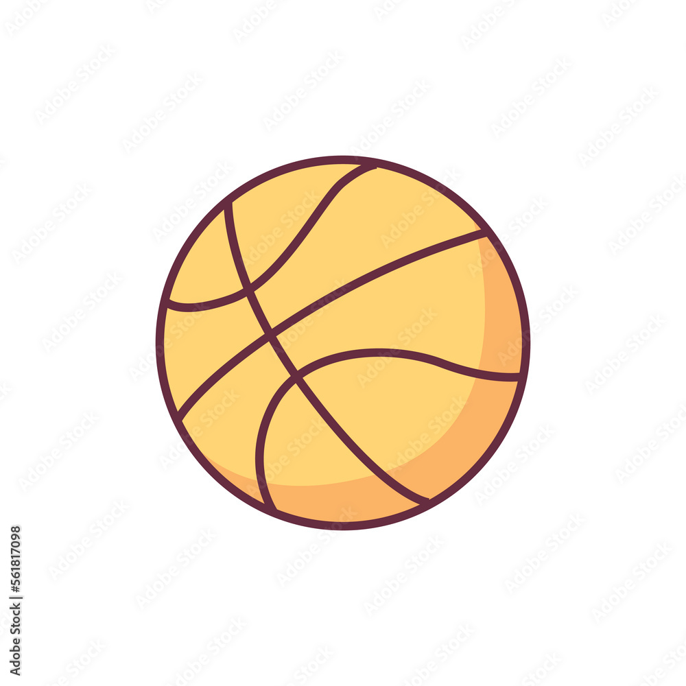 Yellow basketball. Round rubber ball equipment for sport game in amateur or competitive vector league