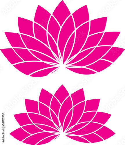 Pink lotus flowers. Design elements vector set.