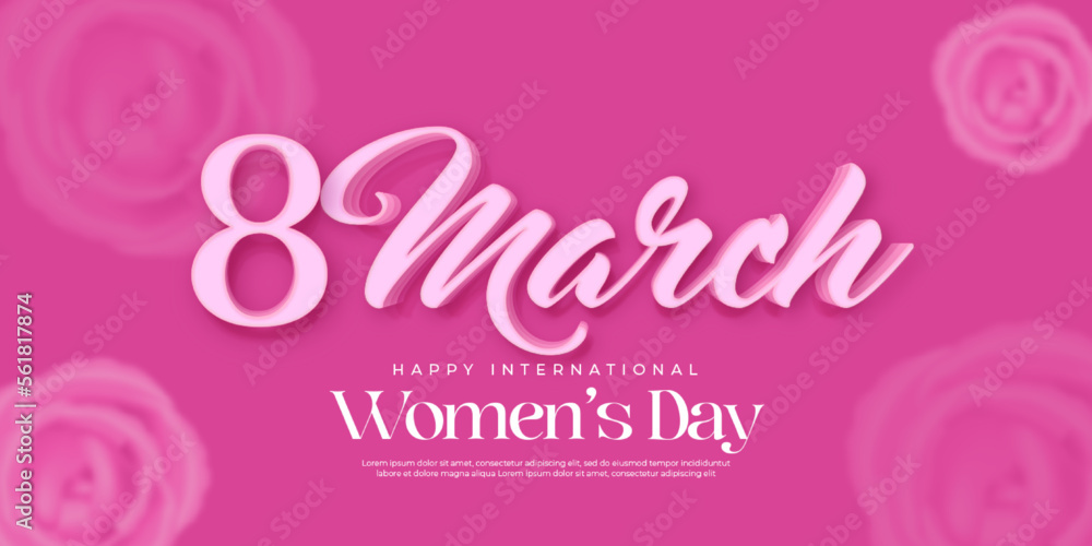 Awesome banner international women's day background with rose flowers