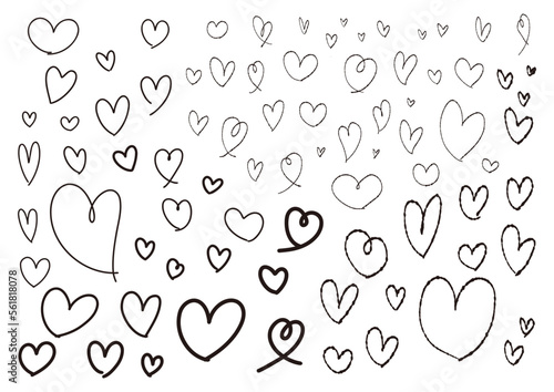 手書きのハートセット　黒