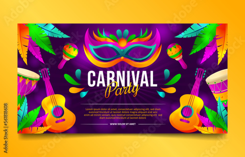 Purple Brazilian Carnival social media cover, horizontal banner template design