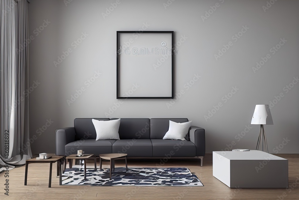 Modern living room with a Asthetic Photoframe Modern living room with a Asthetic Photoframe