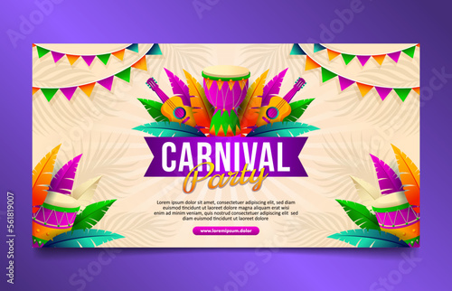 Carnival Brazilian Festival horizontal banner, social media cover template design