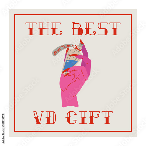 Feminist bad valentine gift card. Boys tears and cynical sassy phrase. Cute pink girlish vector illustration. llustration of a Valentine's Day.