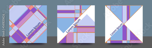 広告の一部に使えそうな　レトロなチェック風のパターン　正方形のベクターテンプレートセット/背景/壁紙/名刺/ポストカード