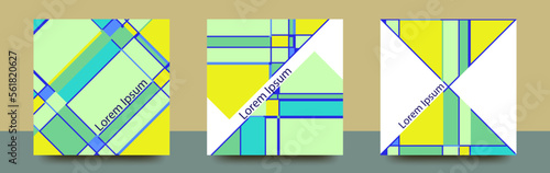 広告の一部に使えそうな　レトロなチェック風のパターン　正方形のベクターテンプレートセット/背景/壁紙/名刺/ポストカード