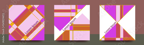 広告の一部に使えそうな　レトロなチェック風のパターン　正方形のベクターテンプレートセット/背景/壁紙/名刺/ポストカード