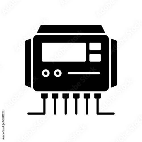 Solar charge controller black icon on white background