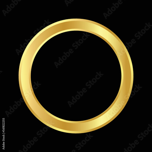 Golden circle frame template. Thick empty ring for image and photo with luxurious edging as decoration for design and vector presentation