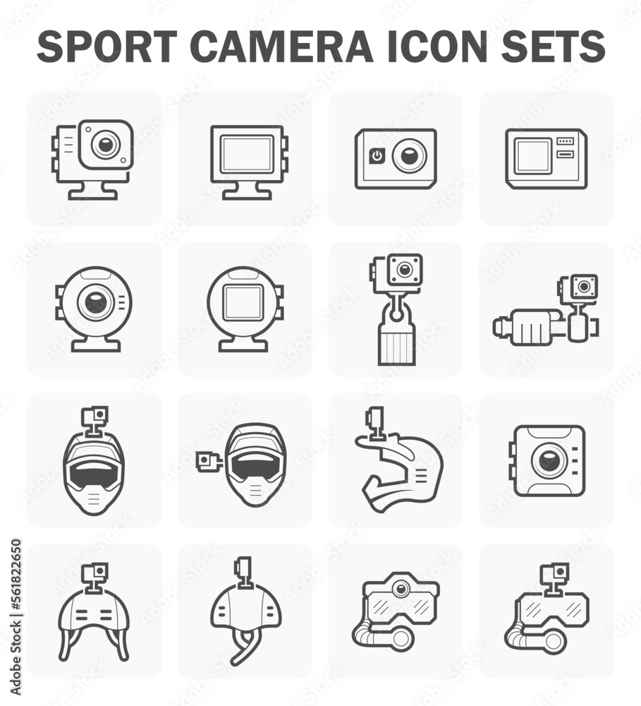 Action camera or action cam vector icon. Include equipment, tool or accessory. Digital camera for shot photo and record media video on card in extreme sport, adventure travel, diving, motorcycle, bike Action camera or action cam vector icon. Include equipment, tool or accessory. Digital camera for shot photo and record media video on card in extreme sport, adventure travel, diving, motorcycle, bike
