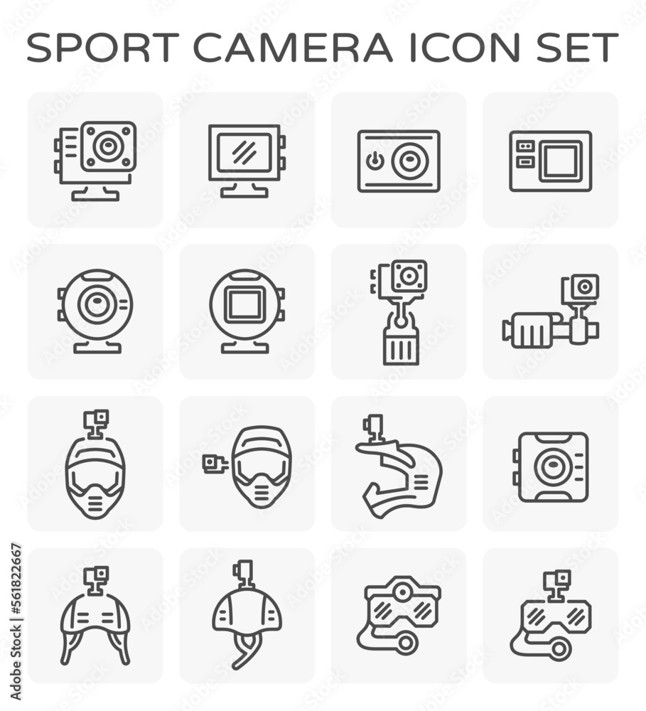 Action camera or action cam vector icon. Include equipment, tool or accessory. Digital camera for shot photo and record media video on card in extreme sport, adventure travel, diving, motorcycle, bike Action camera or action cam vector icon. Include equipment, tool or accessory. Digital camera for shot photo and record media video on card in extreme sport, adventure travel, diving, motorcycle, bike