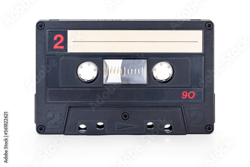 Audio cassette tape - old vintage compact audio cassette isolated on white background, with clipping path
