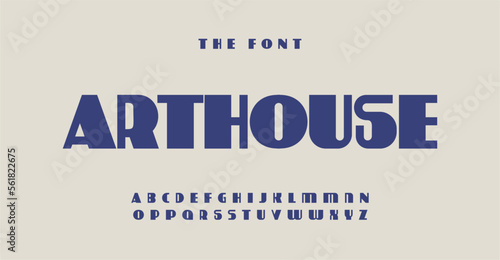 Arthouse style alphabet, vintage art nouveau letters, old avant-garde font for retro film logo. The 60s, and 70s typography, distinct headlines. Vector typographic design