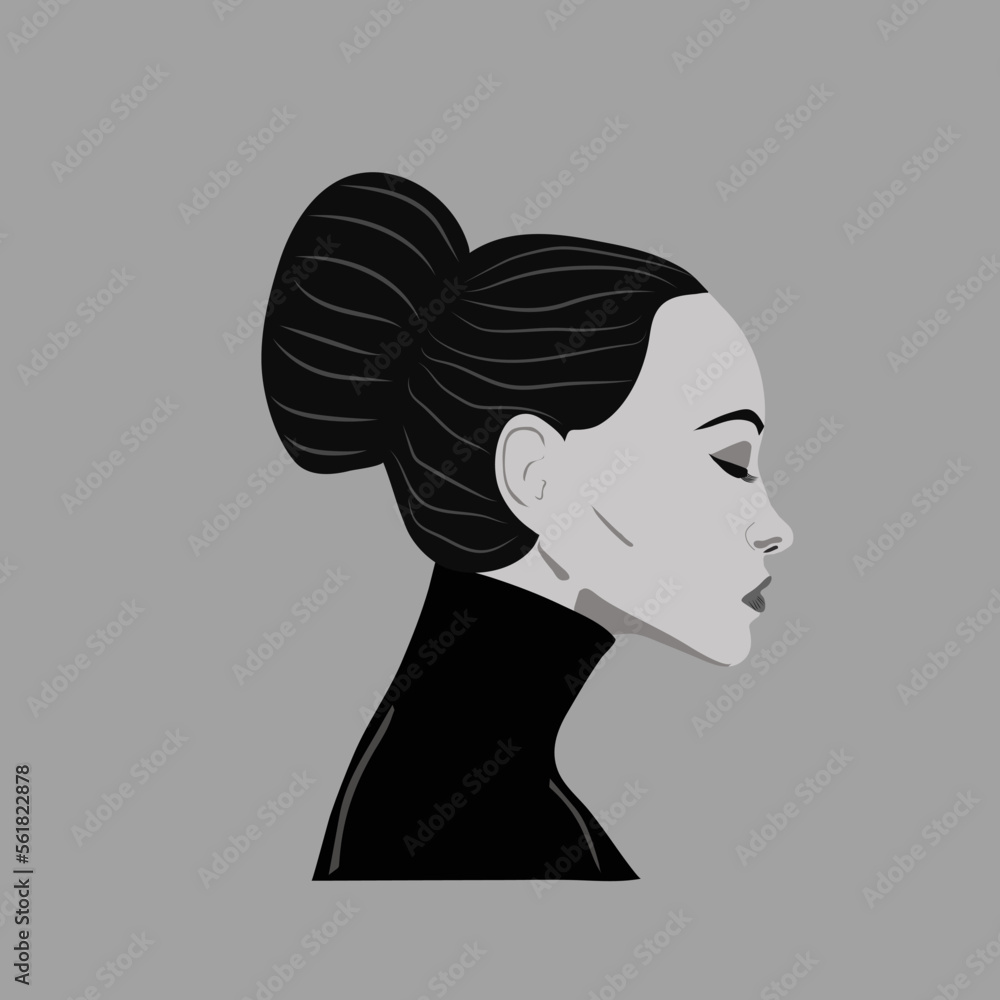 Woman in profile in dark colors Woman in profile in dark colors