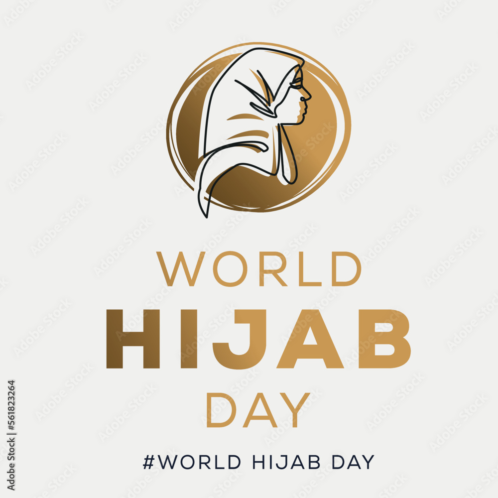 Fototapeta premium World hijab day, held on 1 February, Vector illustration.