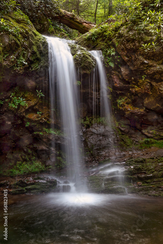 Beautiful Grotto Falls in Great Smokey Mountaions National Park  Tennessee.