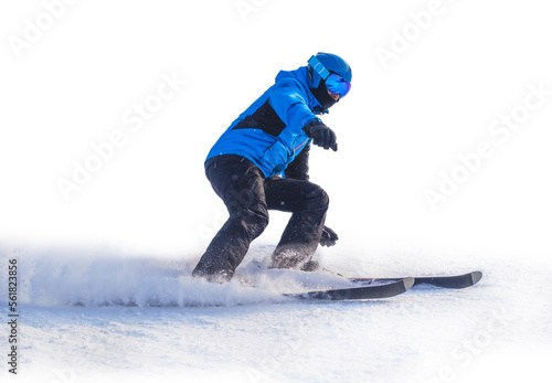 Man skier on a slope in the mountains isolated