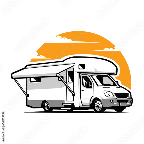 Campervan Motorhome RV Vector Art Isolated