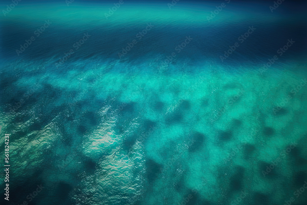 Fototapeta premium From above, a blue sea surface. Generative AI