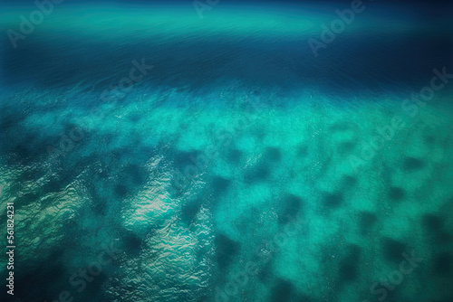 From above, a blue sea surface. Generative AI